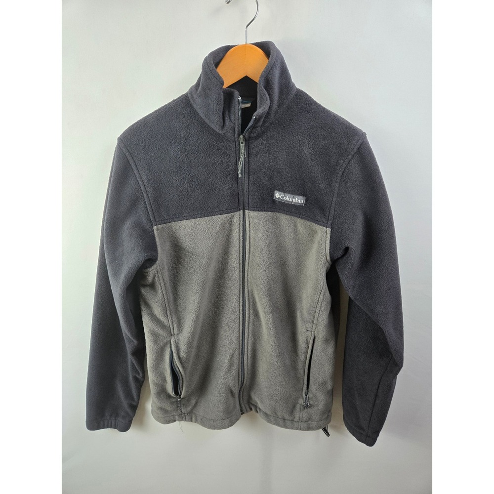 Columbia Fleece Jacket Mens Small Gray Charcoal Full Zip Mock Neck Outdoor